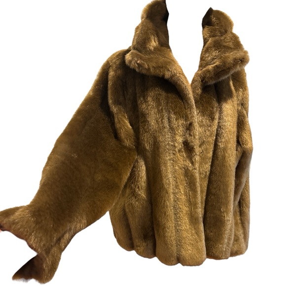 NWOT 1990s CHADWICKS LIGHT BROWN FAUX MINK “MOB WIFE” TEDDY JACKET LUXURY SZ XXL - Picture 3 of 7
